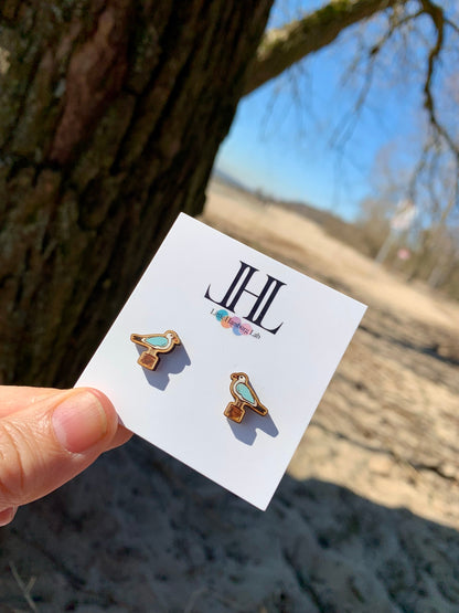 Möwen-Ohrstecker aus Holz