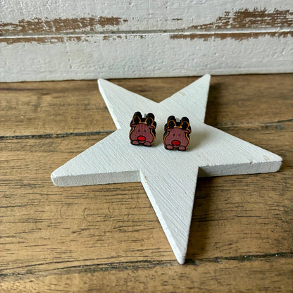 Rentier-Ohrstecker aus Holz