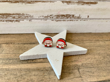 Weihnachtsmann-Ohrstecker aus Holz